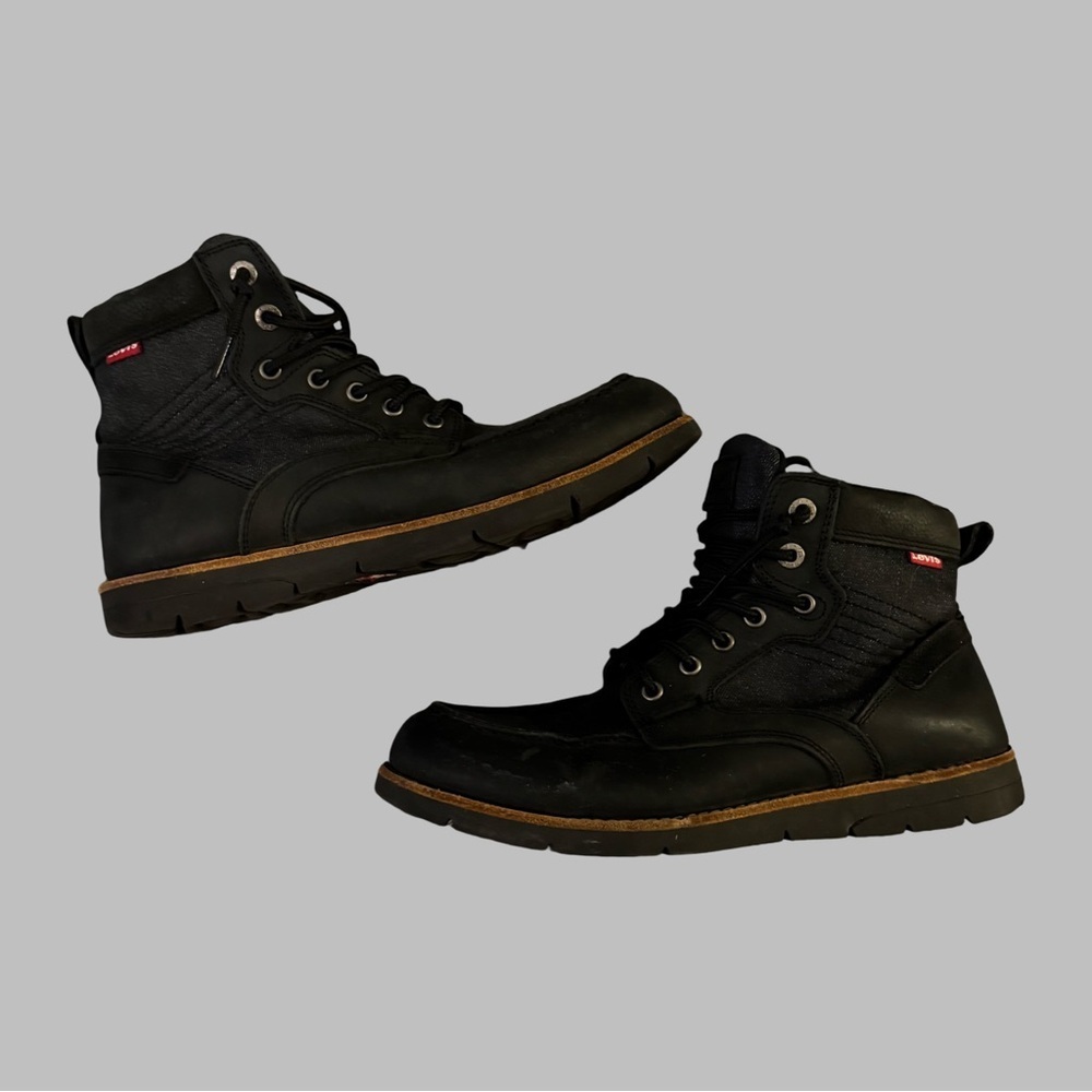 LEVIS Men's Dawson Black Lace-Up Boots Size 9.5